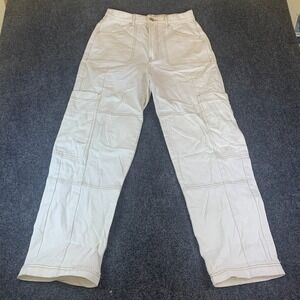 BDG Cargo Pants Womens 28 White Good High Rise Baggy Wide Leg Cotton Utility
